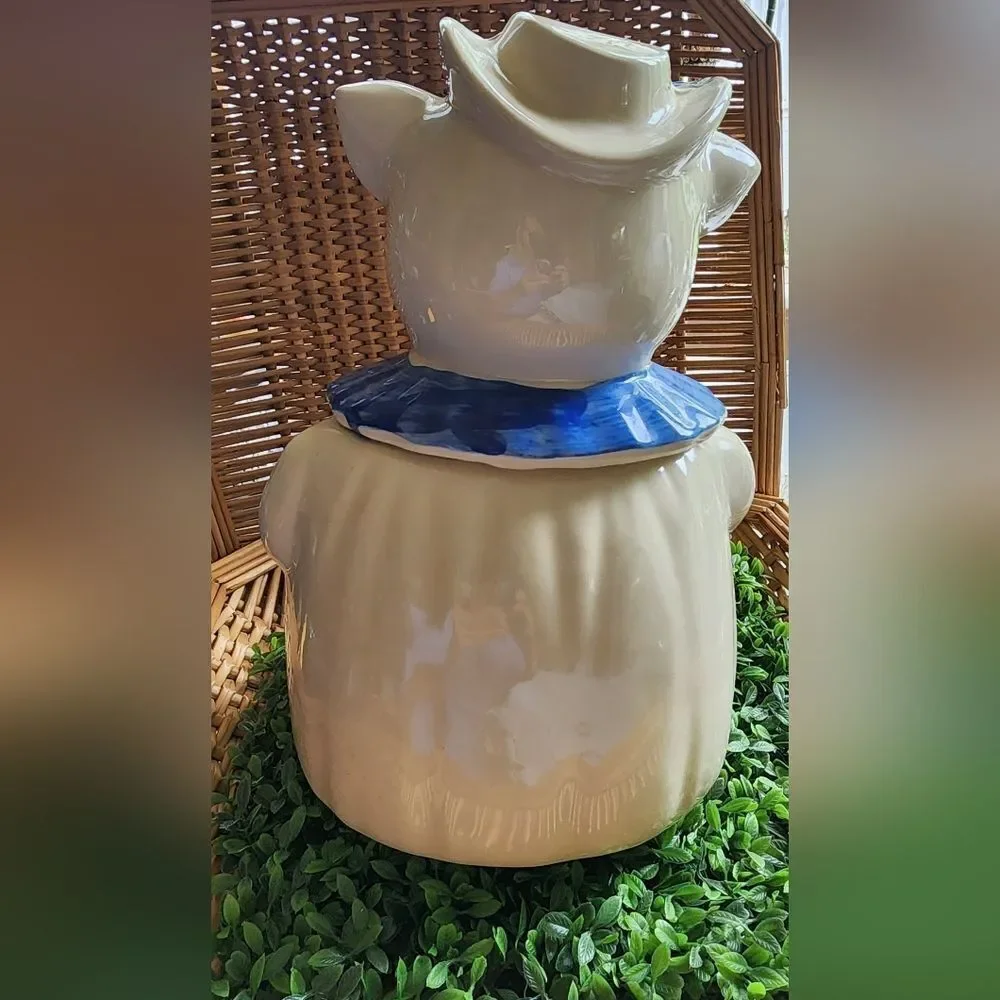 Vintage Shawnee Pottery WINNIE The Pig Cookie Jar, Blue Collar Made In USA